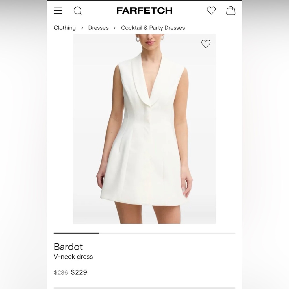 Bardot White V-Neck Mini Dress